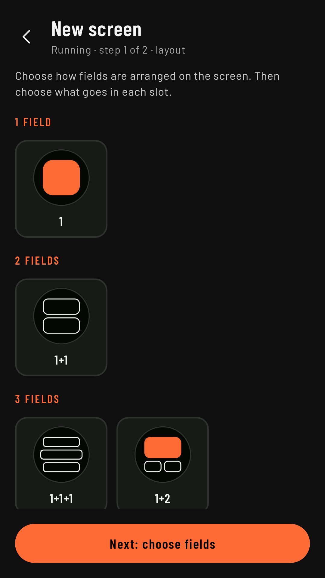 Add screen, step 1: the eight layouts