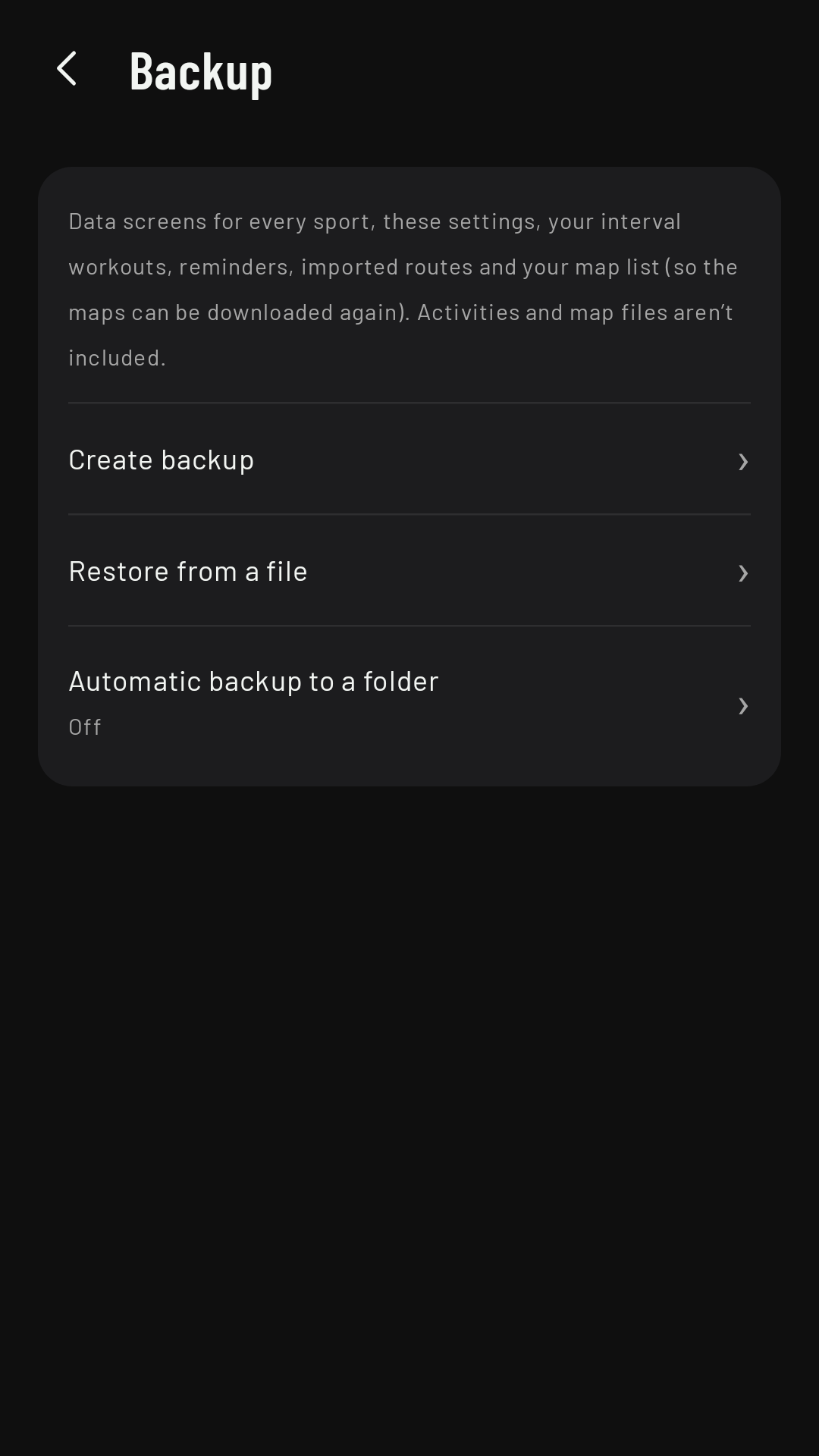 Backup: create a backup, restore and automatic backup to a folder