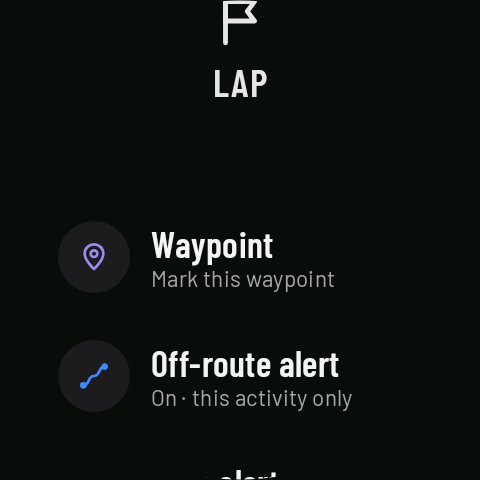 Controls while turning the crown: Waypoint and the route alerts