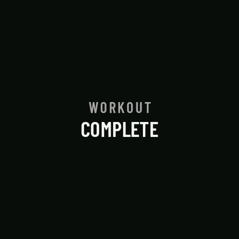The intervals page at the end of the workout: WORKOUT COMPLETE