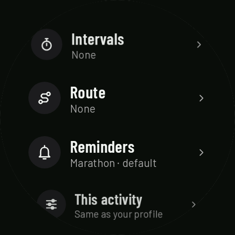 The home screen with the Reminders row: Marathon, default