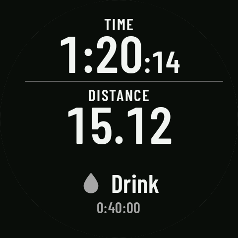 A reminder in the page's bottom row: Drink, at 0:40:00