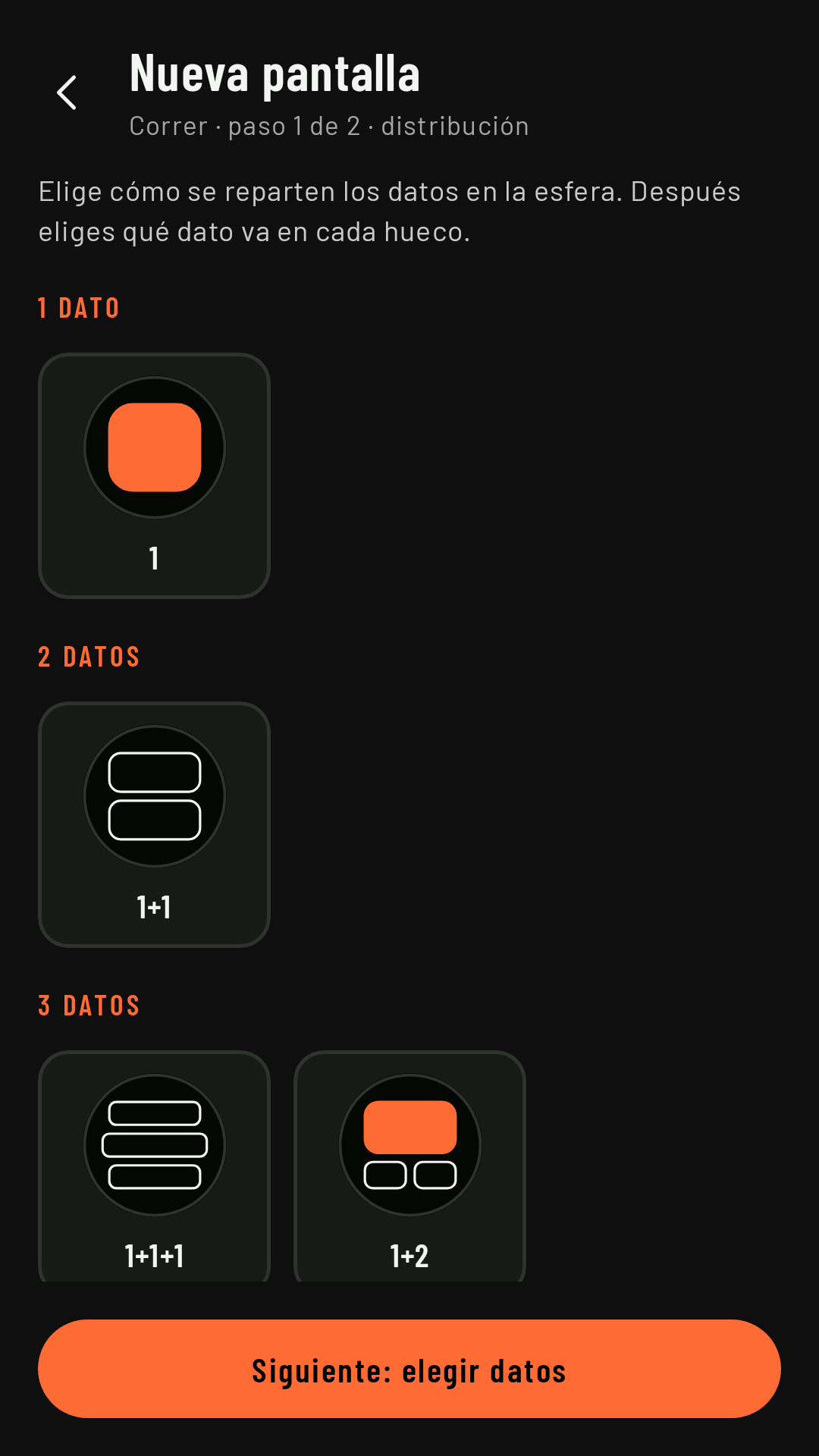 Añadir pantalla, paso 1: las ocho plantillas