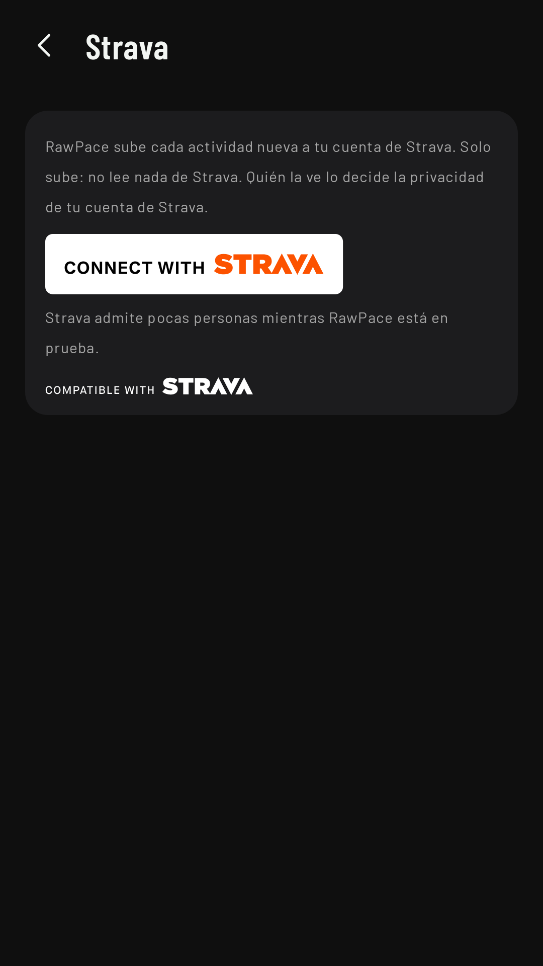 Conexiones › Strava sin cuenta conectada: Conectar con Strava y «Compatible con Strava»