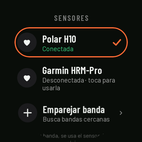 Los sensores del reloj: dos bandas de pulso emparejadas, una en uso