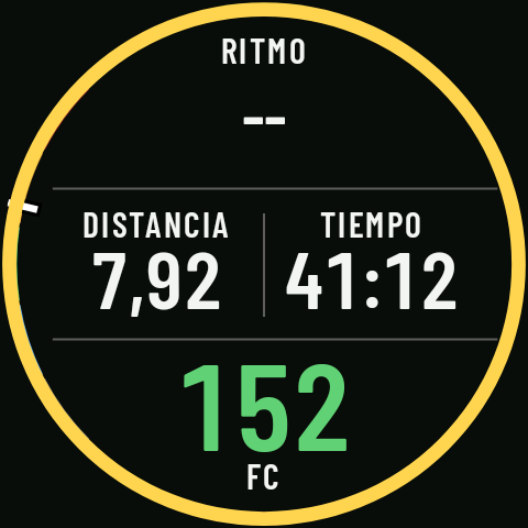 Una página de datos en pausa, con el aro amarillo