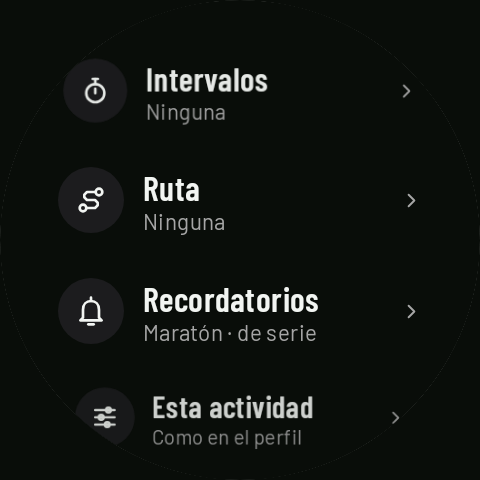 La pantalla de inicio con la fila Recordatorios: Maratón, de serie